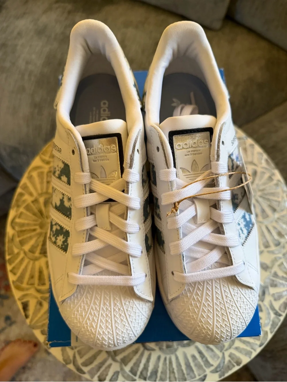 adidas Superstar Bold Dreamy Floral W White/Blue platform sneaker